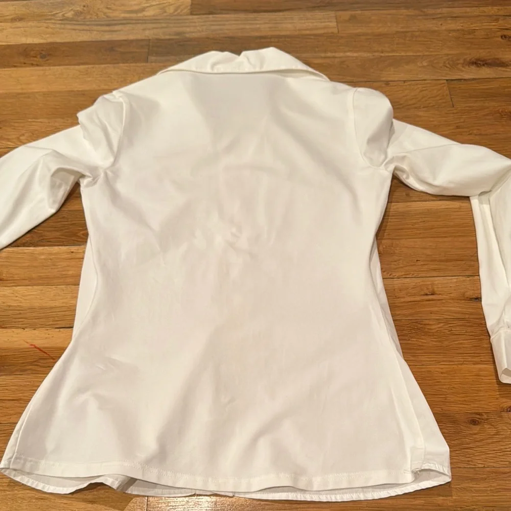 Anne Fontaine White Button Down Shirt with tie up design-no buttons-sz 38=Small - Picture 4 of 8